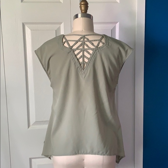 Silky Olive Blouse with Detail - Picture 2 of 3